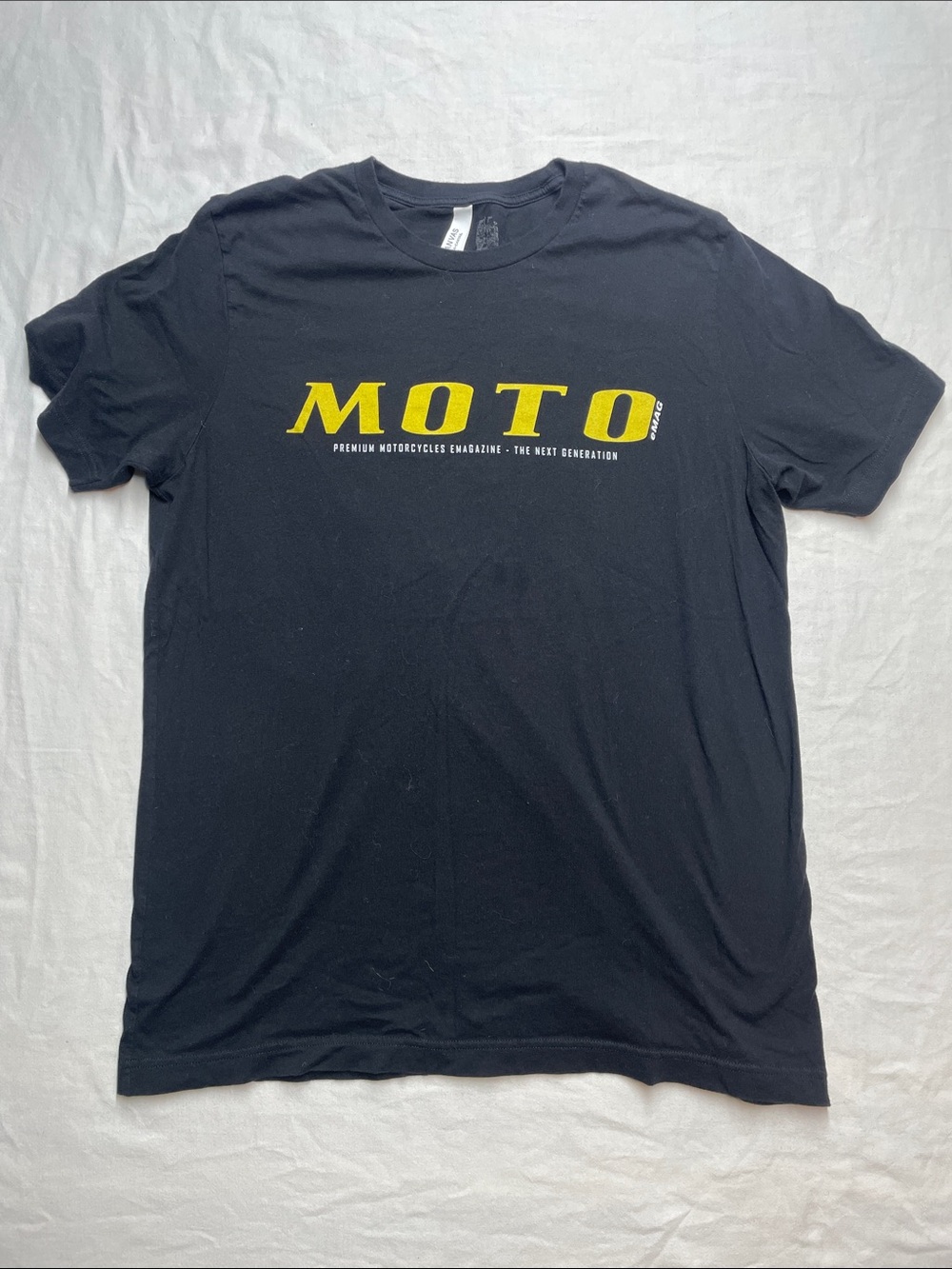 MOTO Magazine Logo Black Tee with Yellow Print